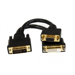 StarTech.com Cable Divisor para Terminales Wyse, DVI-I Macho - DVI-D y VGA Hembra, 20cm, Negro 