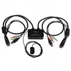 StarTech.com Switch KVM de 2 Puertos HDMI USB Audio con Cables Integrados 