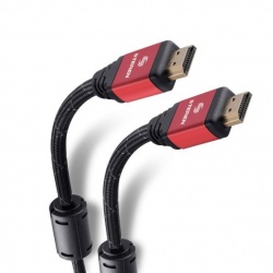 Steren Cable Elite con Filtros de Ferrita HDMI Macho - HDMI Macho, 4K, 1.8 Metros, Negro/Rojo 