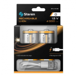 Steren Batería Recargable C, 1.5V, 2 Piezas 