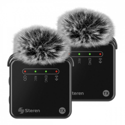 Steren Kit Micrófono ENC de Solapa MIC-9000, Inalámbrico, USB C/Lightning/ 3.5mm, Negro 