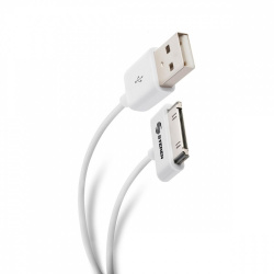 Steren Cable USB A Macho - 30-pin Macho, 1.8 Metros, Blanco, para iPod/iPhone/iPad 