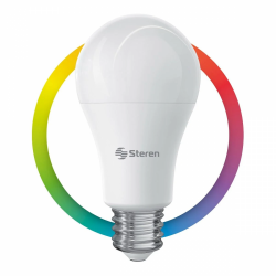 Steren Foco LED Inteligente SHOME-120, WiFi, RGB, E27, 7W, 480 Lúmenes, Ahorro de 87% vs Foco Tradicional 55W 