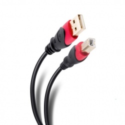 Steren Cable Elite USB A Macho - USB B Hembra, 7.2 Metros, Negro/Rojo 