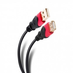 Steren Cable Elite USB A Macho - USB A Hembra, 1.8 Metros, Negro/Rojo 