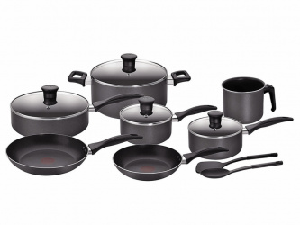 T-Fal Batería de Cocina Family Cook, 13 Piezas, Gris 