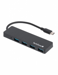 Techzone Hub USB-C 3.2 Macho - 4x USB-A 3.2, 500 Mbit/s, Negro 