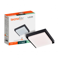 Tecnolite Lámpara LED para Techo Okab II, Interiores, Luz Suave Cálida, 24W, 1300 Lúmenes, Negro, para Casa 