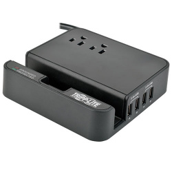 Tripp Lite by Eaton Estación de Carga Personal para Escritorio, 4x USB, 2 Contactos, Negro 