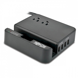 Tripp Lite by Eaton Estación de Carga Personal para Escritorio, 4x USB, 2 Contactos, Negro 