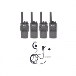 txPRO Kit de 4 Radios TX600 con 4 TXEHK, 16 Canales, Negro 