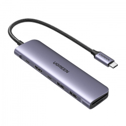 Ugreen Hub USB-C, 2x USB 3.0, 1x USB-C 3.0, 1x USB-C PD, 1x HDMI, 1x MicroSD, 1x SD, 5 Gbit/s, Gris 