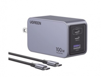 Ugreen Cargador de Pared Nexode Pro, 100W, 2x USB-C, 1x USB-A, Gris 