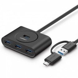 Ugreen Hub USB-A/C Macho - 4x USB-A Hembra, Negro 