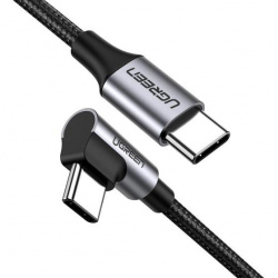 Ugreen Cable de Carga Rápida USB-C Macho - USB-C Macho en L, 1 Metro, Negro 
