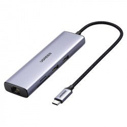 Ugreen Hub USB-C Macho, 2x USB 3.0, 1x USB-C PD, 1x HDMI, 1x RJ-45, 1x SD, 1x MicroSD 5 Gbit/s, Gris 