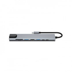 Urban Balance Docking Station UB81 para MacBook, 2x USB 3.0, 2x USB-C, 2x HDMI, 1x SD, 1x MicroSD, Gris 