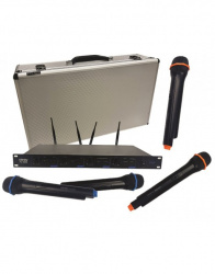 Vamav Kit Micrófono PU-5500, Inalámbrico, UHF, Negro - Incluye 4 Micrófonos 