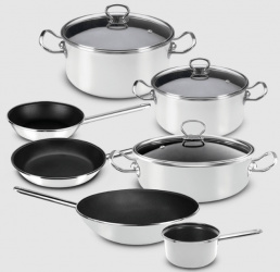 Vasconia Batería de Cocina Elegance Pearl, Antiadherente, 10 Piezas, Blanco 