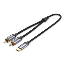 Vention Adaptador de Audio 2 x RCA Macho - USB Tipo C Macho, Negro 