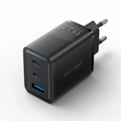 Vention Cargador de Pared VT-FERB0-US, 65W, 2x USB-C, 1x USB 2.0, Negro 