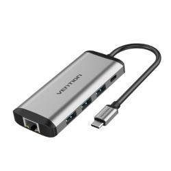 Vention Docking Station VT-THAHB USB-C, 3x USB 3.0, 1x HDMI, 1x RJ-45, Gris 