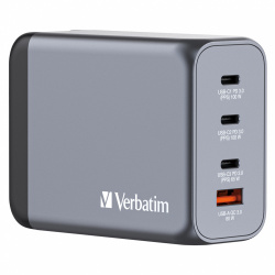 Verbatim Cargador de Pared GaN 200, 21V, 3x USB-C, 1x USB-A, Gris 