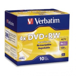 Verbatim Discos Virgenes DataLifePlus para DVD, DVD+RW, 4.7GB, 4x, 10 Discos 