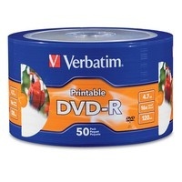 Verbatim Torre de Discos Virgenes Imprimibles para DVD, DVD-R, 16x, 50 Discos 