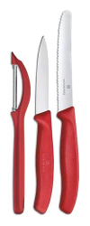 Victorinox Juego de Cuchillos 6711131, 3 Piezas, Acero Inoxidable, Rojo 