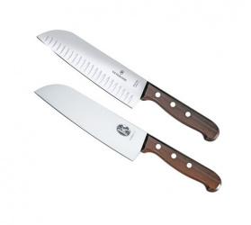 Victorinox Juego de Cuchillos Santoku Wood, 2 Piezas, Café 