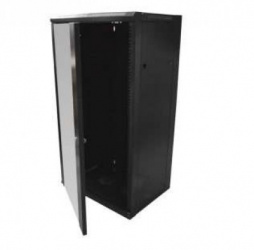 WAM Gabinete de Piso con Puerta de Cristal, 42U, hasta 800Kg, Negro 