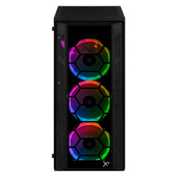 Gabinete Xtreme PC Gaming Kronos con Ventana, Midi-Tower, ATX/Micro-ATX/Mini-ITX, USB 2.0/3.0, con Fuente de 600W, 4 Ventiladores Instalados, Negro 