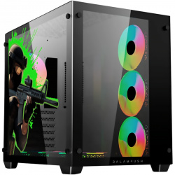 Gabinete Xtreme PC Gaming Counter Strike Edition con Ventana de Cristal Templado RGB, Midi-Tower, ATX/Micro-ATX/Mini-ITX, USB 2.0/3.0, sin Fuente, 4 Ventiladores Instalados, Negro 