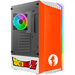 Gabinete Xtreme PC Gaming Dragon Ball Edition con Ventana de Cristal Templado RGB, Midi-Tower, ATX/Micro-ATX/Mini-ITX, USB 2.0/3.0, sin Fuente, 1 Ventilador Instalado, Naranja 