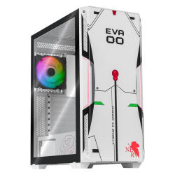 Gabinete Xtreme PC Gaming Evangelion Edition con Ventana de Cristal Templado ARGB, Midi-Tower, ATX/Micro-ATX/Mini-ITX, USB 3.0, sin Fuente, 2 Ventiladores Instalados, Blanco 