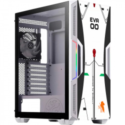 Gabinete Xtreme PC Gaming Evangelion Edition con Ventana de Cristal Templado ARGB, Midi-Tower, ATX/Micro-ATX/Mini-ITX, USB 3.0, sin Fuente, 2 Ventiladores Instalados, Blanco 