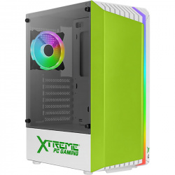 Gabinete Xtreme PC Gaming CXTGEBIGN con Ventana, Midi-Tower, ATX, Micro ATX, Mini-ITX, 2 x USB 3.0, 1 x USB 2.0, sin Fuente, Verde 