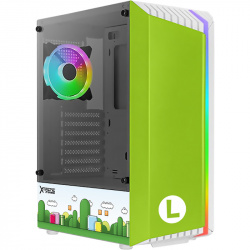 Gabinete Xtreme PC Gaming MG-23033 Edición Luigicon Ventana, Midi-Tower,  ATX/Micro-ATX/Mini-ITX, 2 x USB 3.0, 1 x USB 2.0, sin Fuente, 1 Ventilador Instalado, Verde 