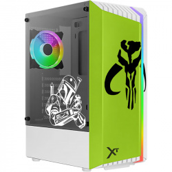 Gabinete Xtreme PC Gaming Mandalorian Edition con Ventana de Cristal Templado RGB, Midi-Tower, ATX/Micro-ATX/Mini-ITX, USB 2.0/3.0, sin Fuente, 1 Ventilador Instalado, Verde 