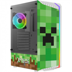 Gabinete Xtreme PC Gaming MG-23030 Edición Minecraft, Midi-Tower, ATX/Micro-ATX/Mini-ITX, 1x USB 2.0, 2x USB 3.0, sin Fuente, 1 Ventilador Instalado, Verde 