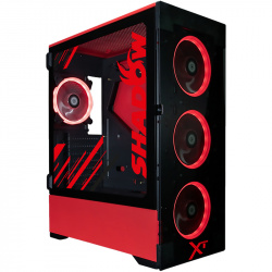 Gabinete Xtreme PC Gaming MG-23060 Edición Shadow, Full-Tower, E-ATX/ATX/Micro ATX/Mini ITX, 2x USB 2.0, 1x USB 3.0, sin Fuente, 4 Ventiladores Instalados, Negro/Rojo 