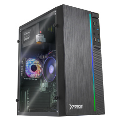 Computadora Gamer Xtreme PC Gaming CM-99948, AMD Ryzen 5 4600G 3.70GHz, 16GB, 500GB SSD, Adaptador Wi-Fi, Windows 10 Prueba, Negro ― Daños mayores pero funcional - Golpes en distintas partes del gabinete. 