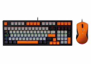 Kit Gamer de Teclado y Mouse Xzeal XZPKT1NG, Alámbrico, USB, Gris/Naranja (Inglés) 