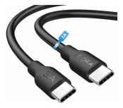 1Hora Cable USB-C Macho - USB-C Macho, 1 Metro, Negro