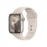 Apple Watch Serie 9 GPS, Caja de Aluminio Color Blanco Estelar de 41mm, Correa Deportiva S/M Color Blanco Estelar