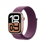 Apple Watch Series 10 GPS, Caja de Aluminio Color Oro Rosa de 42mm, Correa Deportiva Morado