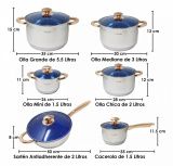 Batería De Cocina Aquila 12 Piezas Acero Inoxidable