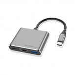 ArgomTech Hub USB-C Macho, 1x HDMI, 1x USB 3.0, 1x USB-C, Gris