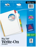 Avery Separador Big Tab Write-On 23079, Tamaño Carta, 8 Divisiones, Varios Colores